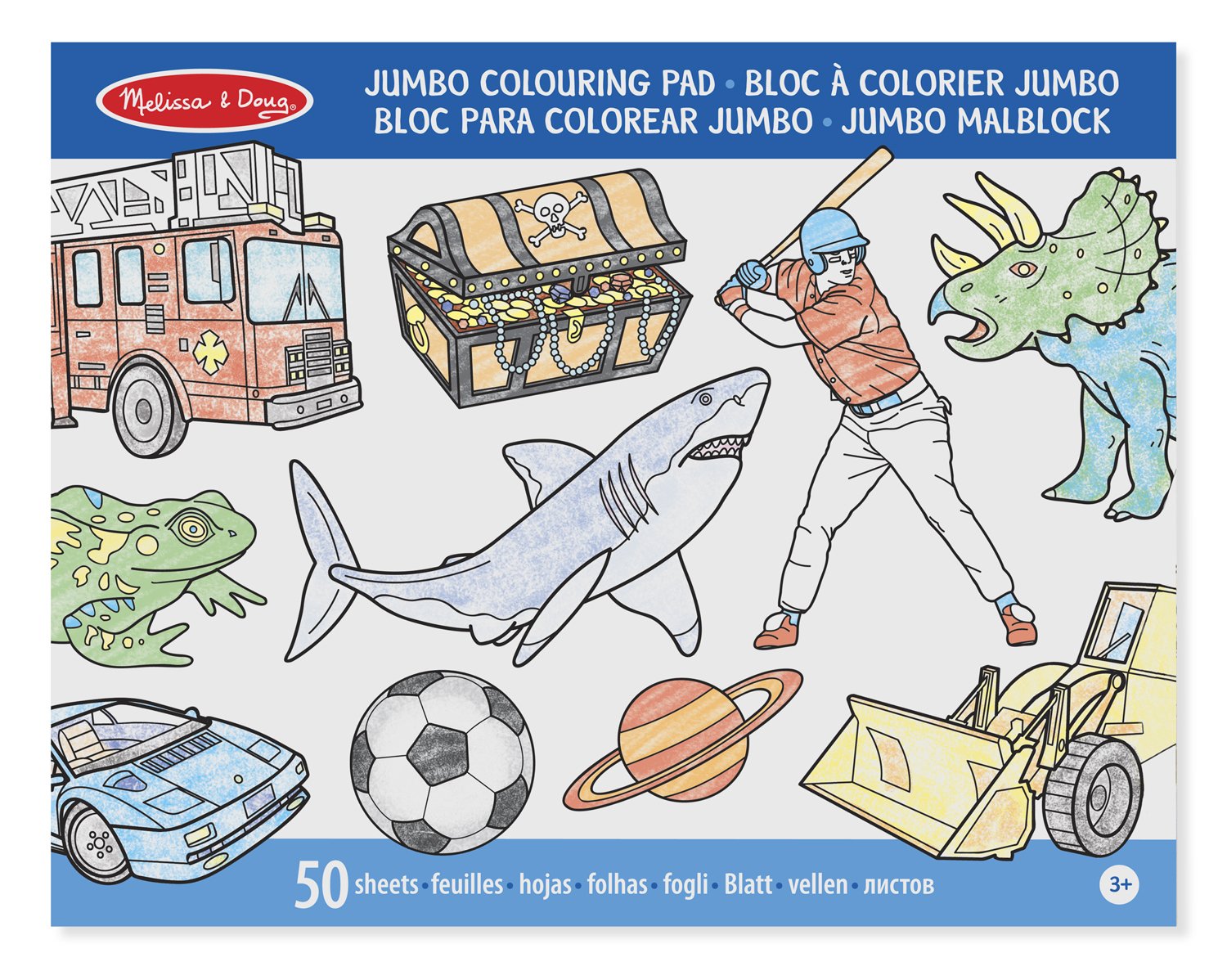 Melissa & Doug Kids Jumbo Space Sharks Sports and More 50 Page Colouring Pad Amazon Toys & Games