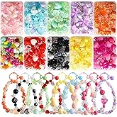 RYKOMO 550-650PCS Assorted Acrylic Beads Flower Sweetheart Butterfly Candy Acrylic Kawaii Aesthetic Cute Beads for Bracelets DIY Jewelry Making (10 Candy Colors)