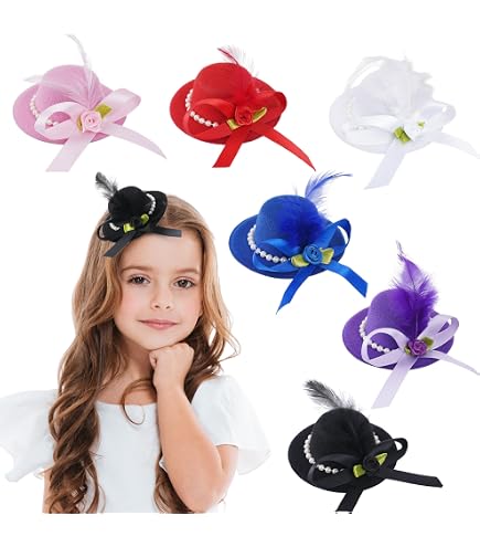 Amazon.com: 18 Pieces Mini Hat Hair Clips Mini Tea Party  display picture 1