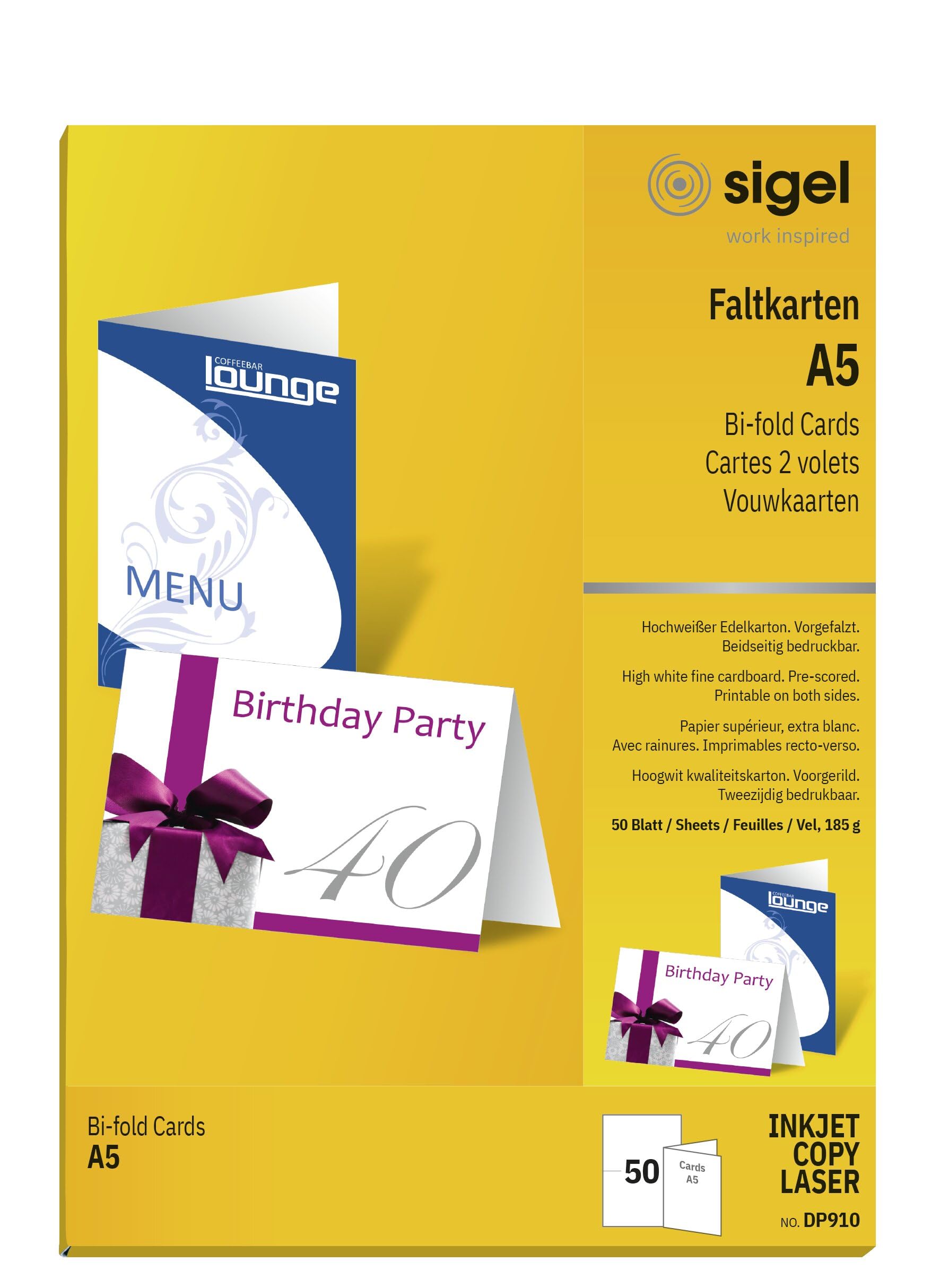 SIGEL DP910 Greeting Cards, A4 (A4) , 50 sheets equal to 50 Pieces