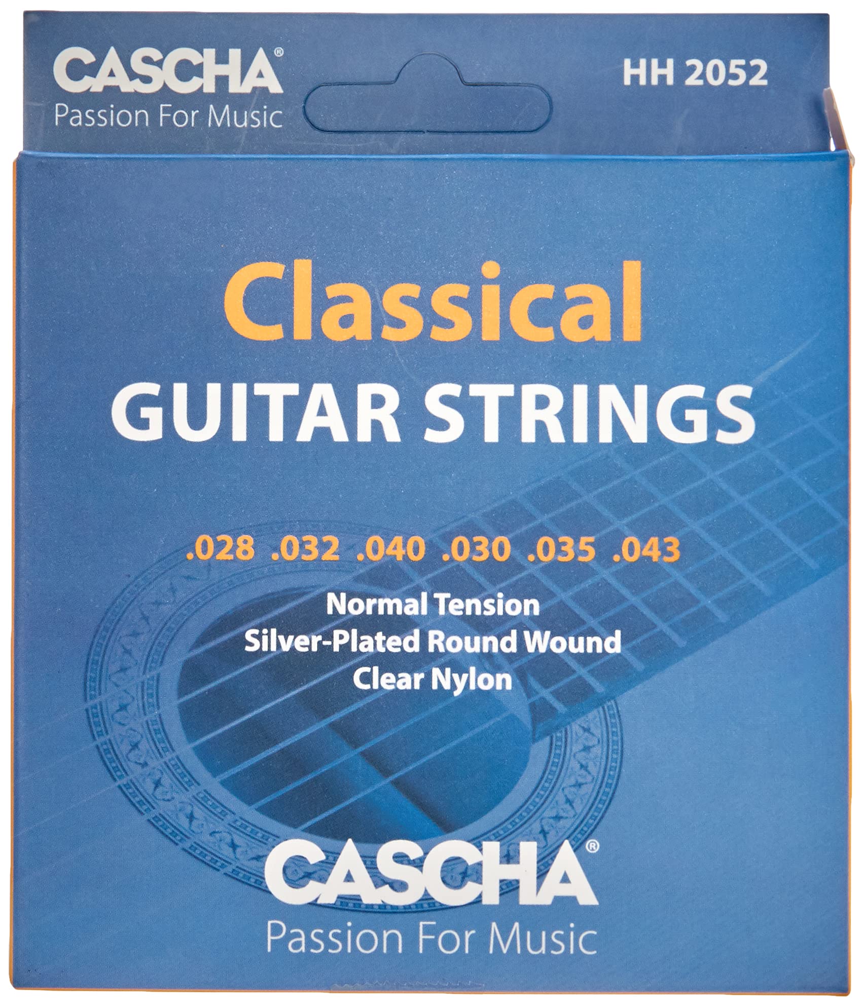 CASCHA Premium Classical Guitar Strings, Acoustic Guitar, Nylon, Silvered Copper Wire, HH 2052