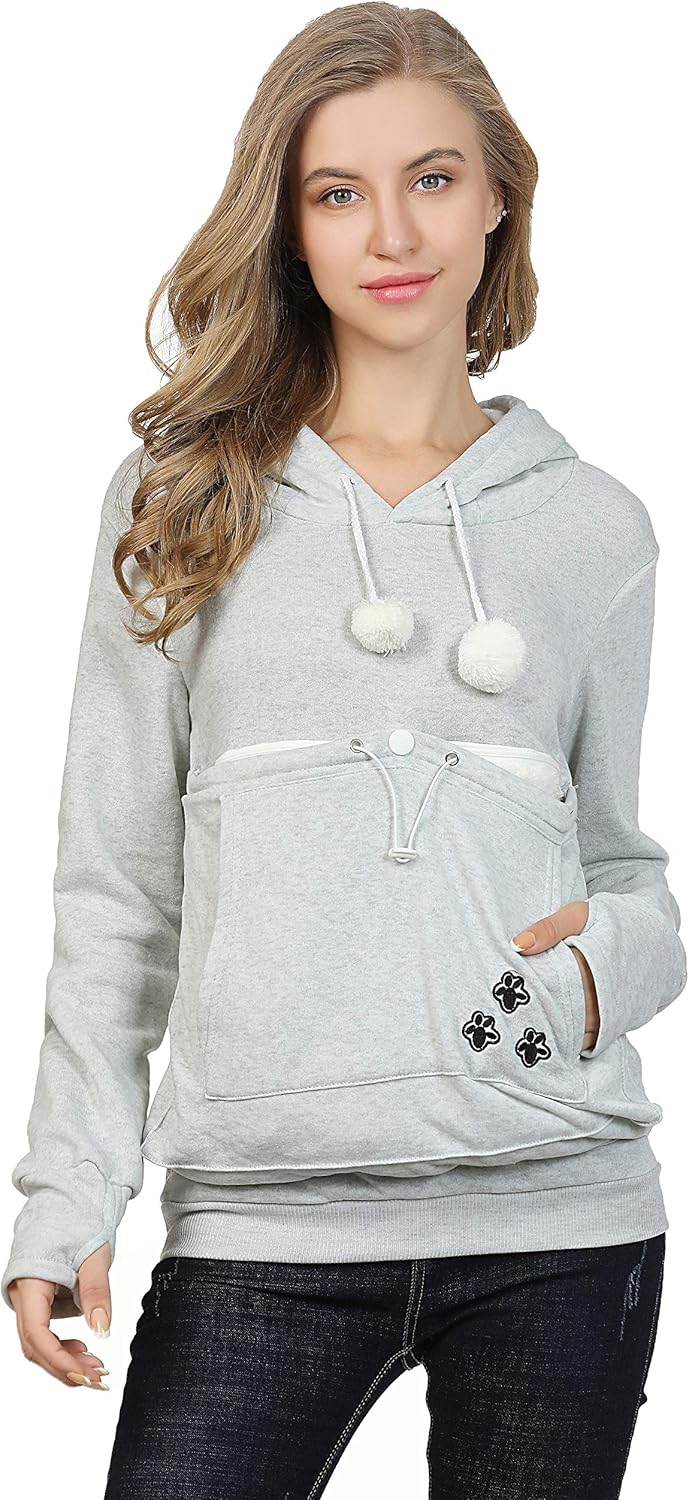 Womens Pet Carrier Shirts Kitten Puppy Holder Animal Pouch Hood