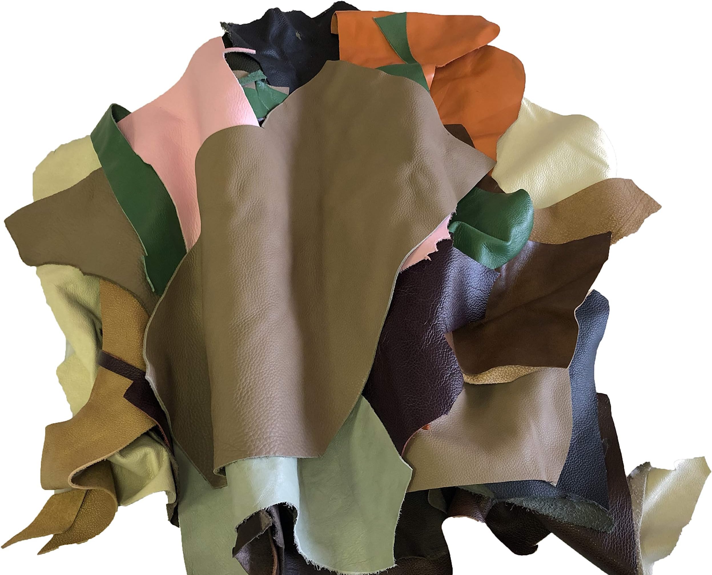 Stonestreet Leather, 5 Pounds Upholstery Leather Scrap, Cowhide Leather Fabric, Faux Leather Sheets for Crafts, Earth Tone Colors 3 oz to 4 oz in Weight, Leather Scraps for Crafts, Great for Leather J