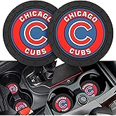 2PCS Car Cup Holder Coaster,Auto Cup Holder Insert Coaster for Chicago Cubs Baseball Fans, Non-Slip Car Drink Holder Mat, Interior Accessories, Chicago Cubs