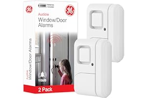 GE Personal Security Window and Door Alarm, 2 Pack, DIY Protection, Burglar Alert, Wireless Chime/Alarm, Easy Installation, Home Security, Ideal for Home, Garage, Apartment and More, White, 45115