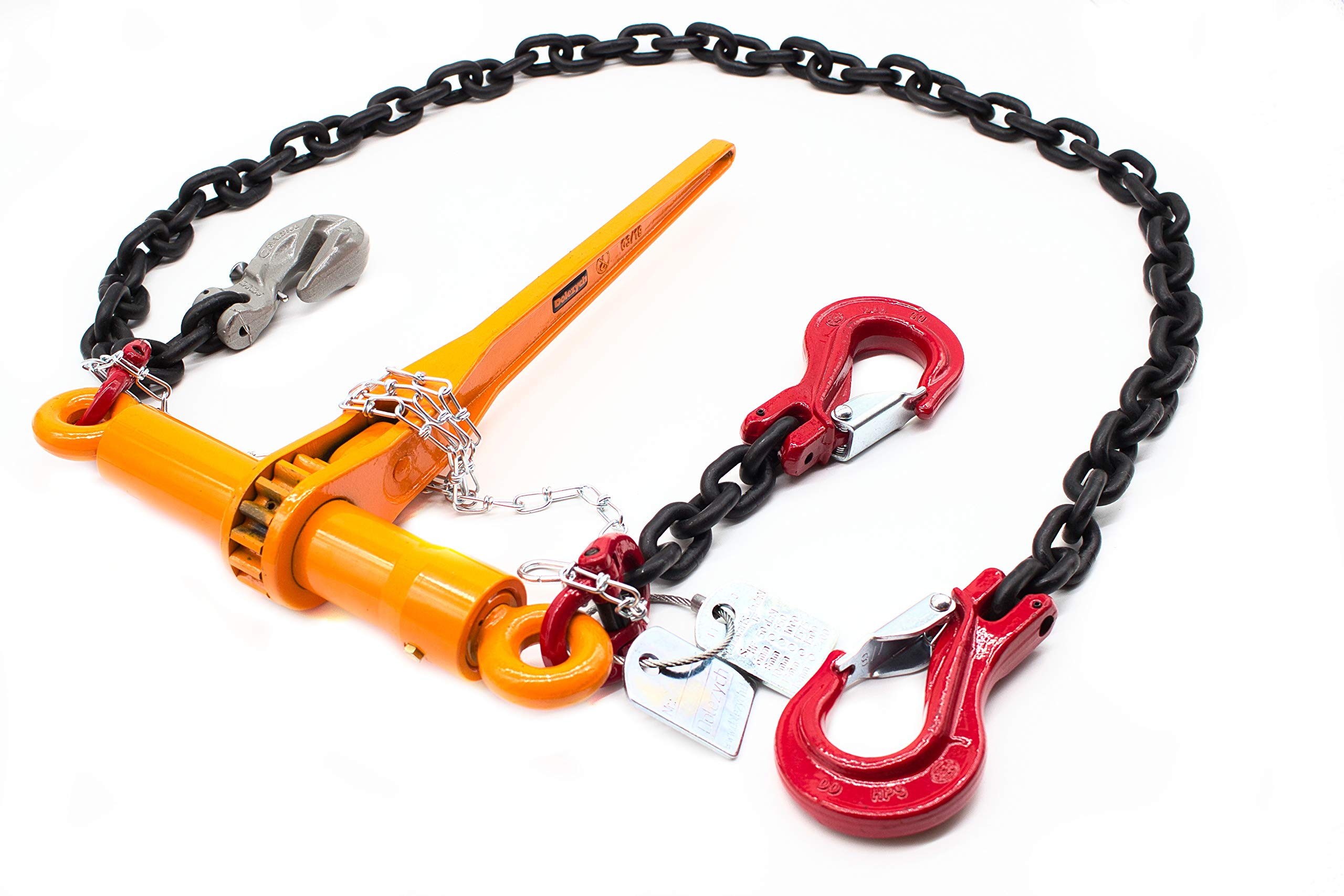 Dolezych Lashing Chain Grade 80 with Dora Ratchet Load Binder, 2 Clevis Hooks, 10 mm Chain, Direct Lashing Capacity = 6300 Dan, 3.50 m Length