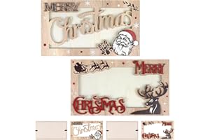 CCINEE 4 Pack Christmas Money Holders for Cash Gift Ideas, Holiday Cash Gift Holder Hanging Ornaments Fun Wooden Money Holder