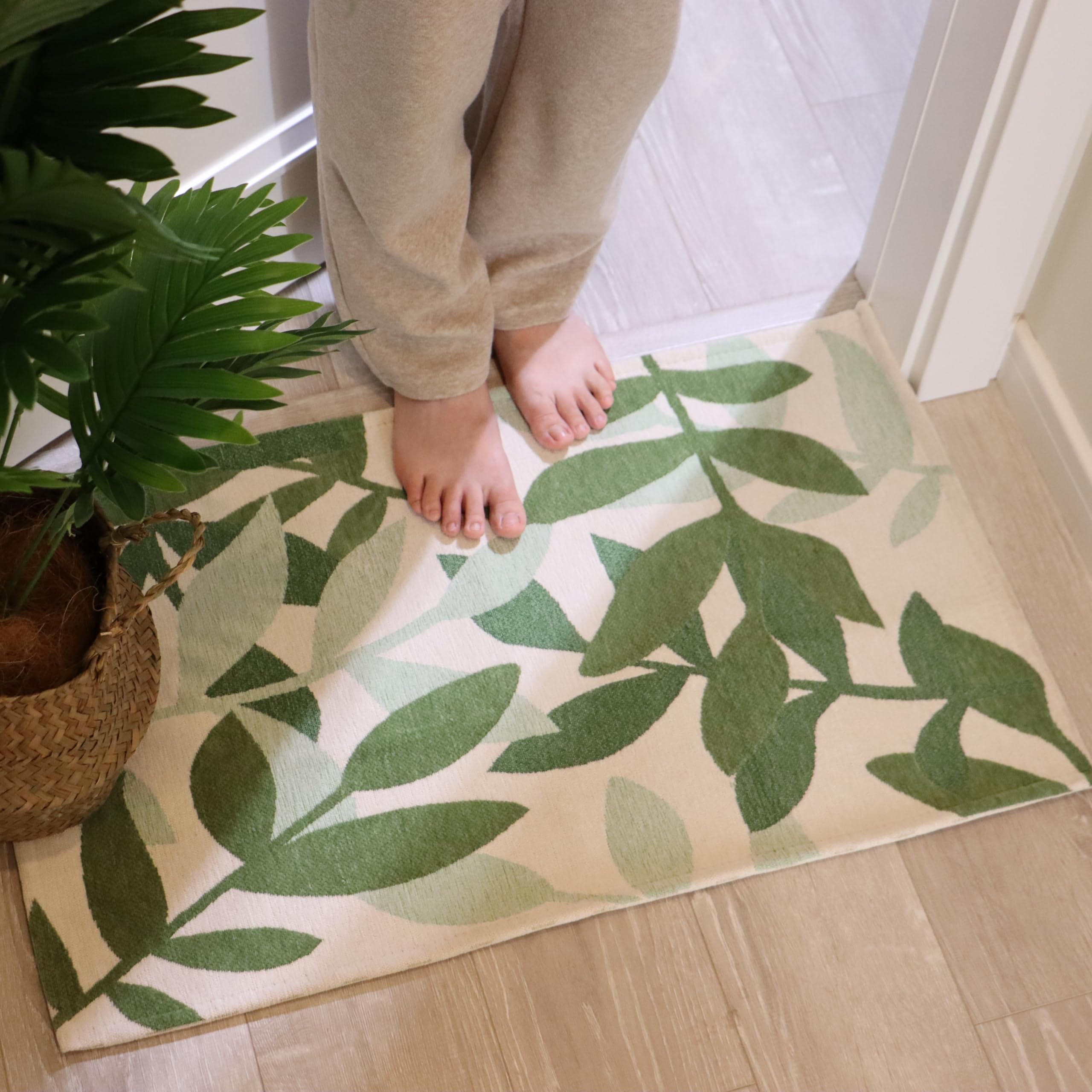 AMIDA Washable Indoor Door Mats 50x80cm，Non-Slip Floral Botanical Pattern Entrance Rug Soft Low-Profile Inside DoorMats for Entryway,Hallway,Kitchen,Bedroom,laundry room Home Decor — image 1