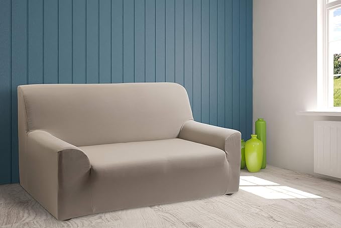 Tural - Elastischer Sofa Überwürfe. Mileto Beige Sofabezug. 2 Sitzer (130-160 cm) Zweisitzer | Elastische bandeinstellung Sof