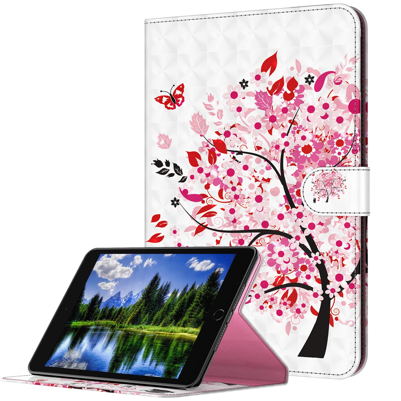 GLANDOTU Case for Lenovo Tab M10/ P10 TB-605L/ X605F/ X705F 10.1 inch Tablet Case Flip Wallet PU Leather Cover with Magnetic Button Standing Funstion Full Body Protective Phone Cases - Tree cat