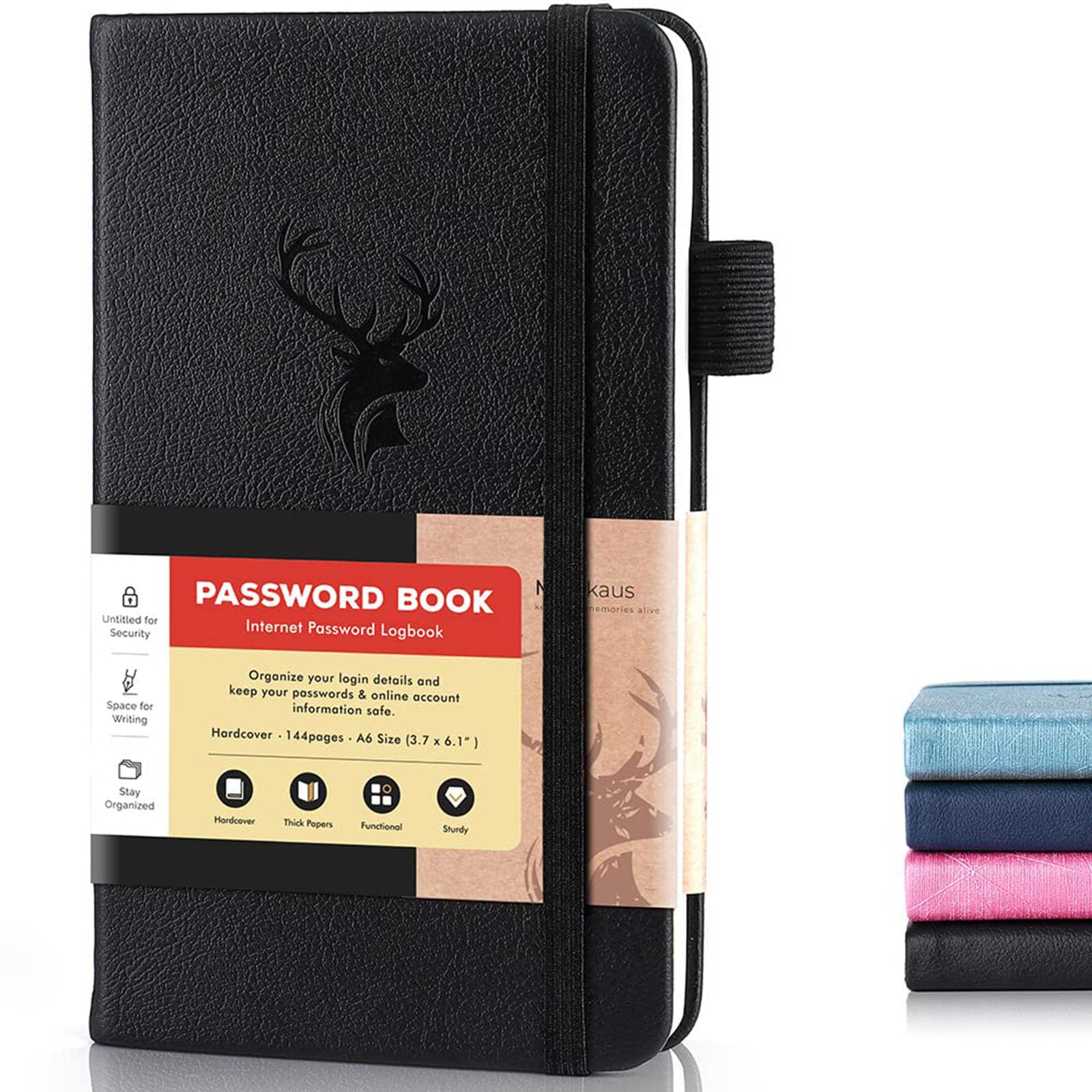 Password Book Alphabetical with Tabs: Small Password Keeper for Website Log in - Hardcover Password Notebook Pocket Size Used for Internet Address and Password Oganazation,6.1 * 3.7in (Black)
