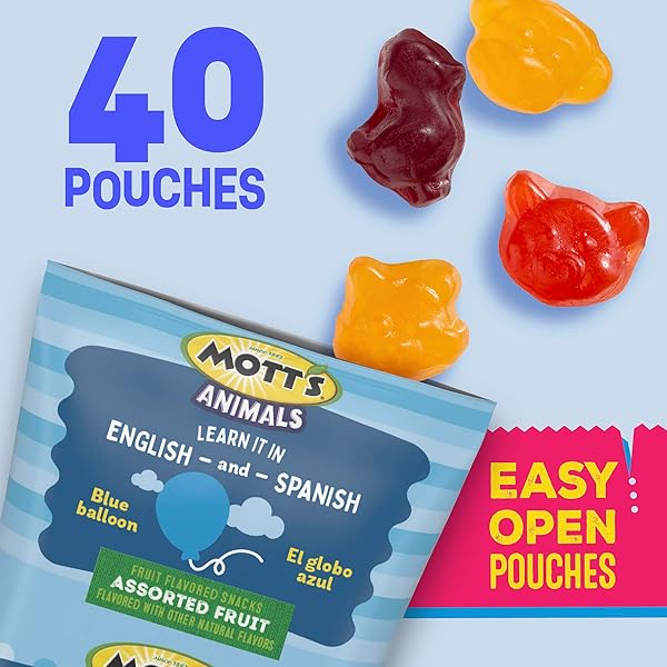 MOTT’S FRUIT FLAVORED SNACKS, HALLOWEEN TREATS, ANIMALS ASSORTED FRUIT, GLUTEN FREE SNACK, FAMILY PACK, 40 CT, 32 OZ