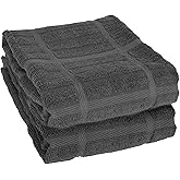 All-Clad Solid Kitchen Towels: Highly Absorbent, Super Soft Long Lasting - 100% Cotton, 17"x30" Tea Towels for Cleaning & Drying Dishes, Pans, Glassware, or Countertops, (2-Pack), Pewter
