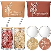 Fumete 2 Set Women's Day Christian Gifts for Women Bulk Religious Makeup Bag Bible Verse Glass Cup Mini Christian Compact Mirror Regalos Cristianos for Church Mothers Day Gifts (Bright Colors)