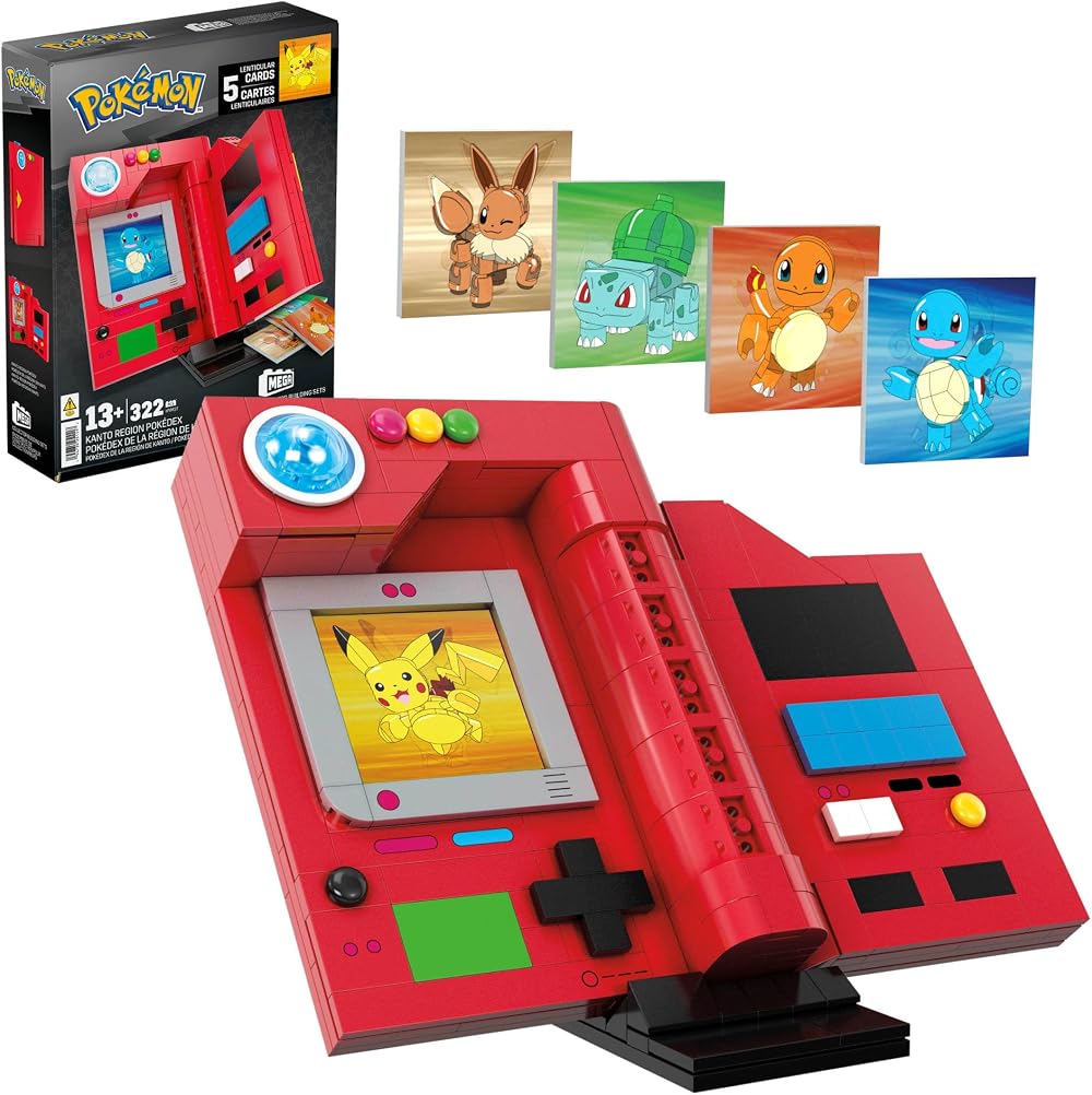 Mega Brands MEGA Pokémon Building Toys Set Kanto Pokédex 322 Pieces Light