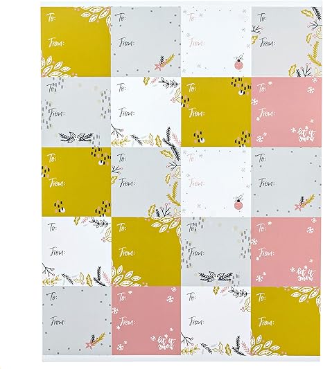 Etichette Per Regali Di Natale Da Stampare.To And From Etichette Per Regali Di Natale Colore Grigio Senape E Rosa 100 Etichette Regalo Amazon It Salute E Cura Della Persona
