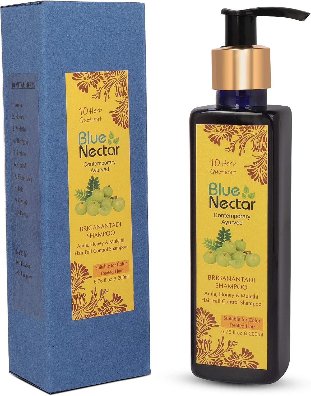 Blue Nectar Hair Fall Control and Healthy Scalp Hair Cleanser Shampoo for dry dull & damaged hair with Amla, Honey & Mulethi