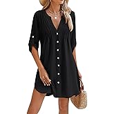 BMJL Women Beach Cover Ups V Neck Button Down Swimsuit Coverup Swimwear Bathing Suit Cover Up 2026
