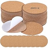 60 Pcs Self Adhesive Cork Coasters, Round Cork Backing for Coasters, Self Adhesive Coaster Rounds Backing Pads for DIY Crafts Drinks Home Tabletop Decorations