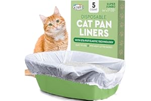 Alfapet Elastic Cat Litter Box Liners - Super Jumbo 5 Count - Tear-Resistant Cat Litter Bags, Waterproof Kitty Litter Liners - Fits Litterbox Pan Sizes X-Giant, Jumbo, 42" x 20" x 2 MIL 30 lb Capacity