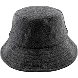 Wool Bucket Hat with Stitches-Black 