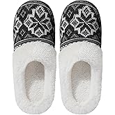 shoeslocker Womens Memory Foam Fuzzy Slippers Knitted House Slippers for Women Comfy Slip-On Warm House Shoes