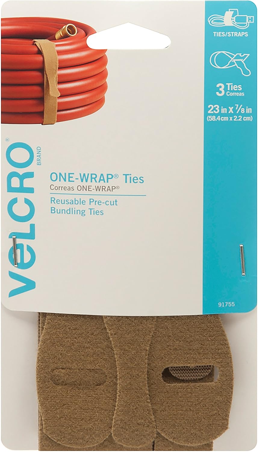 VELCRO Brand ONEWRAP For Cables, Wires & Cords 23" x 7/8" Ties, 3