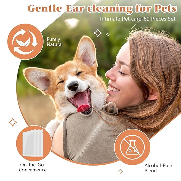 MOTAWEEK DOG EAR WIPES FINGER – PORTABLE AND CONVENIENT 50-PACK FOR GENTLE CLEANING & INFECTION TREATMENT OF DOGS’ & CATS’ EARS, EYES, AND PETS, FRESH AND COMFORTABLE EXPERIENCE