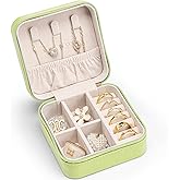 Vlando Small Travel Jewelry Box Organizer - Girls Women Gift Rings Earrings Necklaces Jewelry Storage Display Case Green