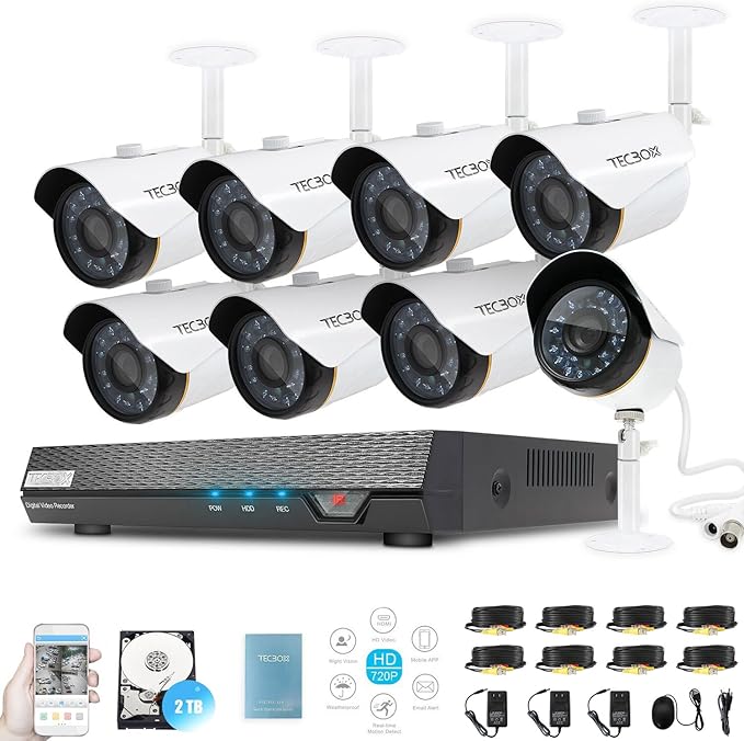 Home Security Video Camera System 720P 8 Channel 2TB DVR