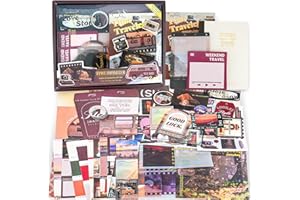 Aromoty Scrapbooking Supplies Kit, Travel Aesthetic Vintage Scrapbook Kit for Bullet Junk Journal A6 Grid Notebook Stationary Journaling Supplies DIY Craft Birthday Gifts for Women Kid Teen Girl