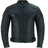 BTR BORN TO RACE Men's Motorcycle Motorbike Cowhide Leather Jacket Distress Zip Up CE Approved Protection Jacket