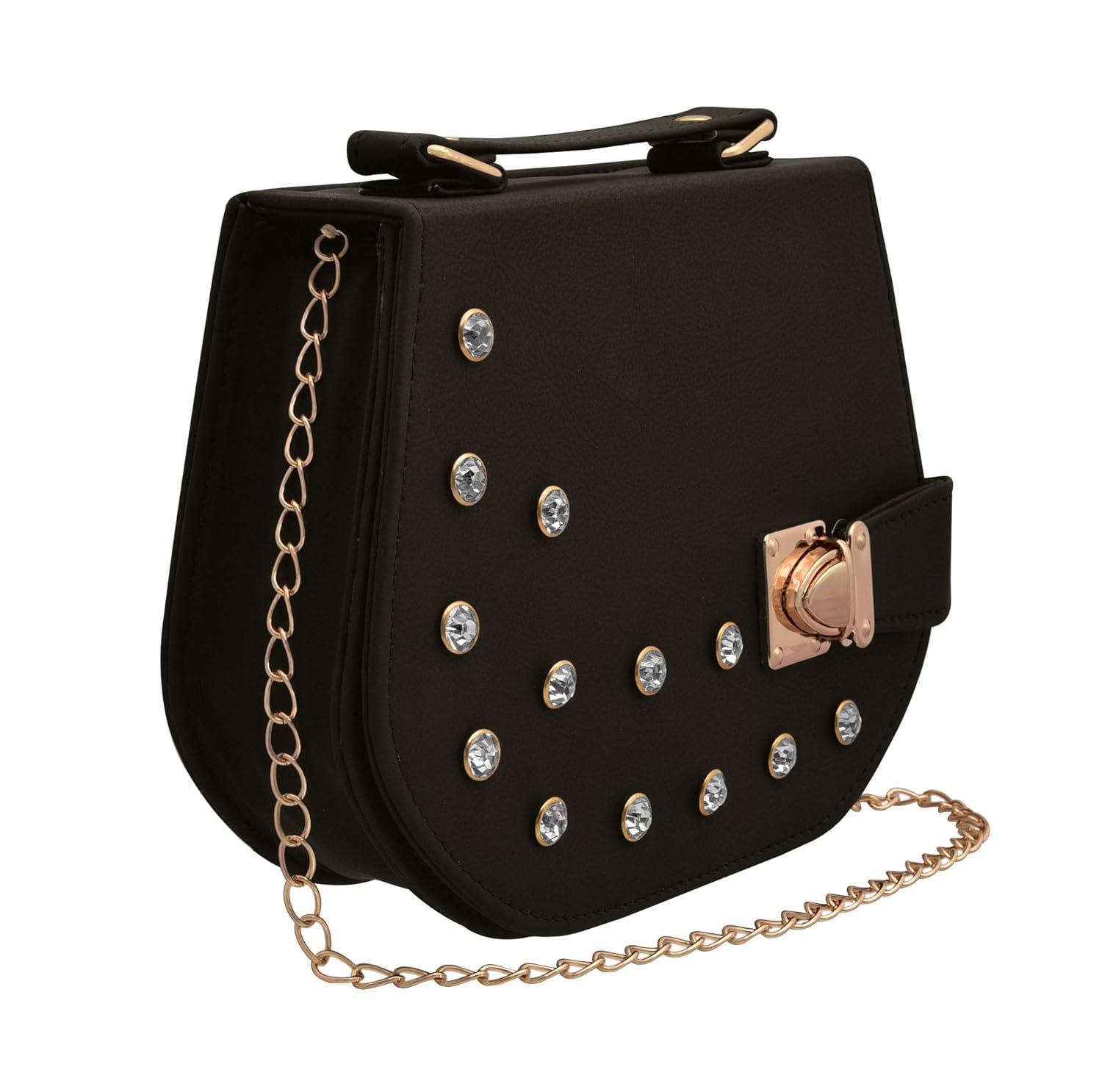 tap fashion fancy stylish pu synthetic women's sling bag with chain strap for ladies and girls