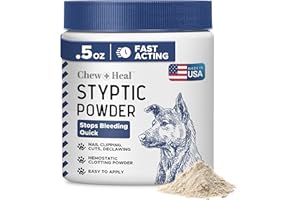 Chew + Heal Labs Styptic Powder for Dogs - .5 oz Quick Stop Bleeding for Dogs Nails & Animal Cuts - Blood Stop Clotting Powder & Wound Care