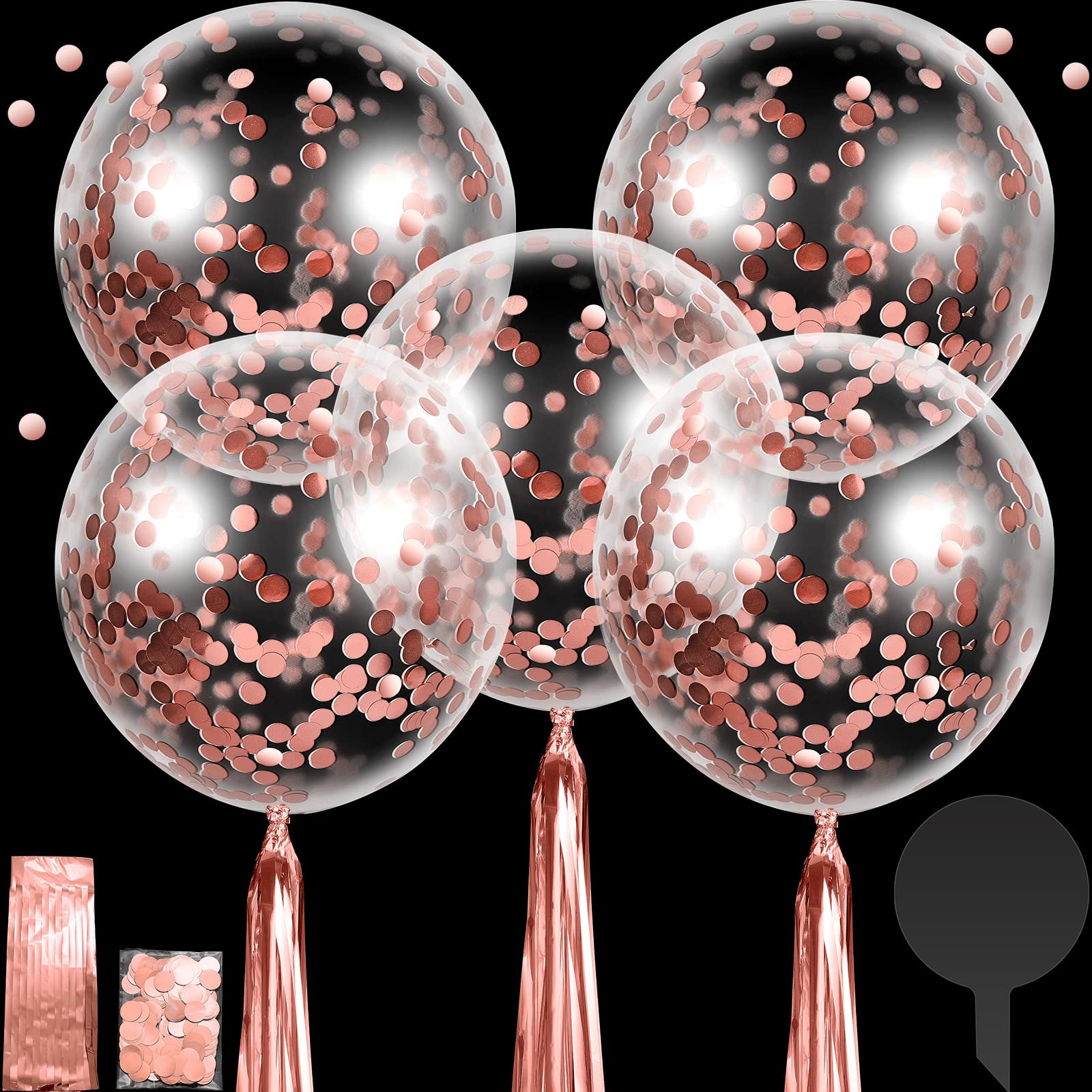 Photo 1 of Sumind 30 Pieces 24 Inch Jumbo Bubble Confetti Balloons Including Bobo Balloons with Bags Confetti and Shiny Tassels for Wedding Birthday Party Anniversary Christmas Decorations(Rose Gold)