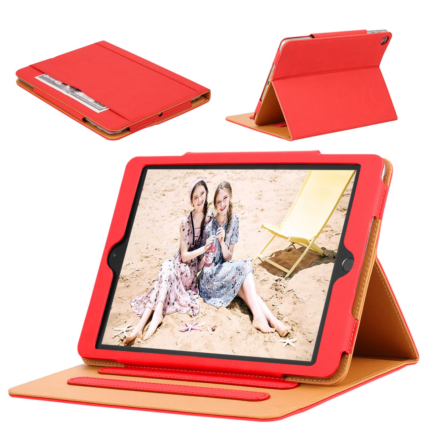 Danycase New iPad 2018/2017 9.7 inch Case 5th/6th Generation Auto Sleep/Wake Cover Stand Folio Cover Case for Apple iPad 9.7 inch, Also Fit iPad Air 2 / iPad Air(Red) — image 1