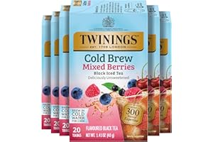 Twinings Mixed Berries Cold Brewed Iced Tea Bags, 20 Count (Pack of 6), Unsweetened Flavoured Black Tea, Caffeinated