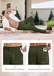 Willit Men's Linen Pants Casual Linen Dress Pants