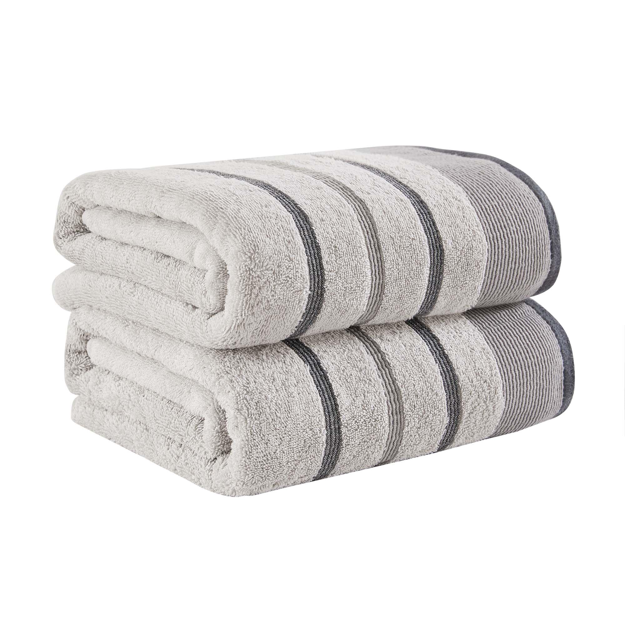 Great Bay Home Decorative Oversized Bath Sheet Set - Cotton 2 Pack 68x35 Extra Large Towels - Durable Towels for Bathroom Decor (Light Grey/Mid Grey/Dark Grey) Image
