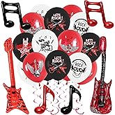 Rock and Roll Party Decorations - Rock and Roll Balloons Set Includes Note Balloons Guitar Foil Latex Balloon for Boys and Girls Music Party Supplies