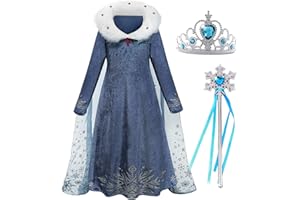CHEKTIN Snow Princess Costume for Girls Winter Costume for Toddlers Dress Up Halloween Birthday Cosplay Cape with Accessories