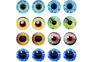 GraceAngie 20pcs 25mm Flat Round Glass Evil Eye Dome Cabochon Assorted Colors Tiger Eye Fish Owl Eyes for DIY Pendant Setting