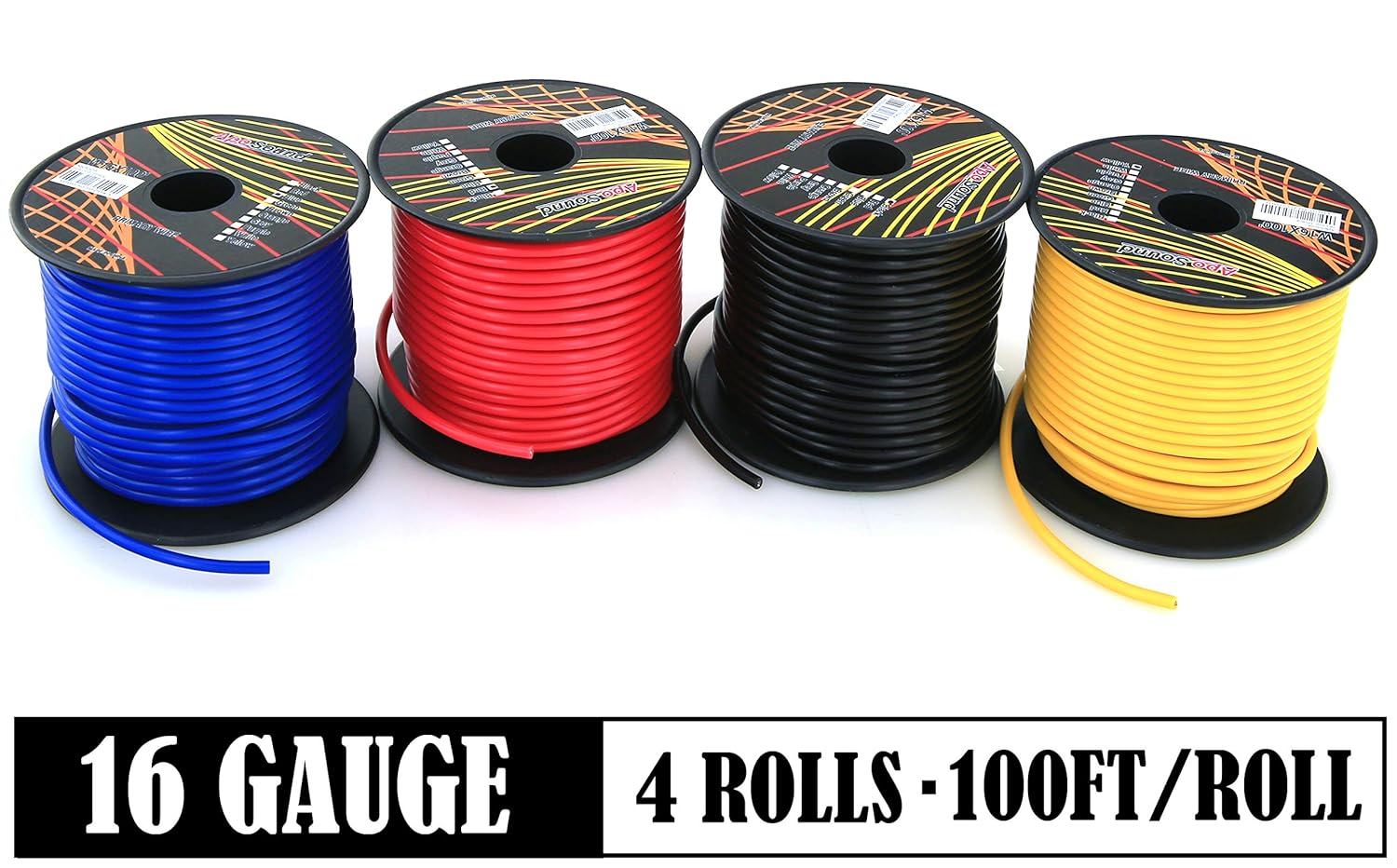 16 Gauge Low Voltage Primary Wire 6 Roll Color Pack 100 ft Roll (600 feet Total) Copper Clad Aluminum Cable for 12 Volt Car Stereo Amplifier Remote Trailer Harness Wiring. Also in 4 or 10 Color Set: Industrial & Scientific