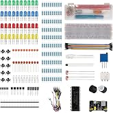 Breadboard kit for STEM Electronics &amp; DIY Prototyping - 400+ Pcs Component Pack with Power Supply, 830 Tie-Points, Jumper Wires &amp; Resistors Compatible with Arduino for Beginners and Makers