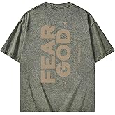 Graphic Tees Summer Women Men Cotton Novelty Oversized Crew Fear God in Bible Christian Washed T-Shirt