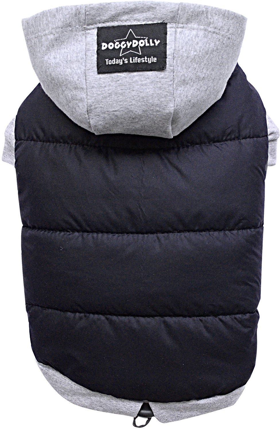 DOGGYDOLLY Winter Dog Jacket/Dog coat with Hood, 2X-Large, Black-Grey