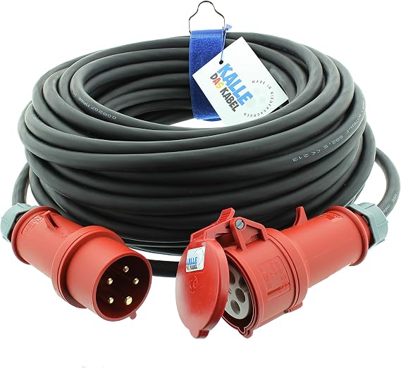 KALLE DAS KABEL CEE-Verlängerungskabel – 5 M, 10 Mm², 400V/63A, H07RN-F, IP44, Mennekes Stecker