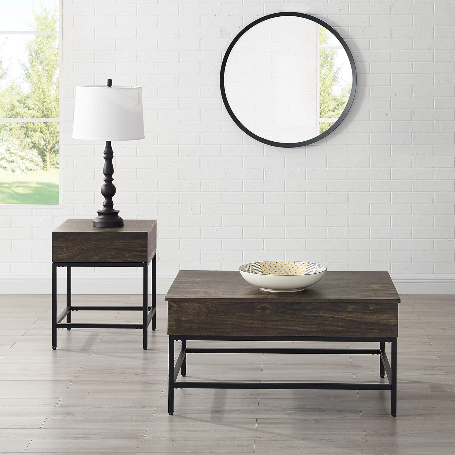 Crosley Furniture Jacobsen Living Room Set, 2-Piece (Coffee & End Table), Brown Ash: Furniture & Decor