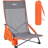 Portal High Back Beach Chair for Adults - Heavy Duty 350 lbs Folding Portable Sand Chair with Cup Holder & Side Pocket, Breat