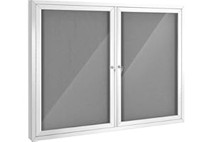 S SWANCROWN Swansea Weather Resistant Enclosed Bulletin Board Gray Fabric Displays Boards Wall Mounted Notice Board with Aluminum Frame,48x34 inches